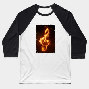 Treble Clef on Fire Baseball T-Shirt